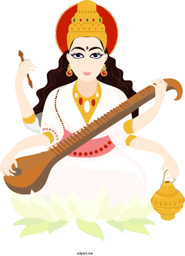 Free Holidays Musical Instrument String Instrument Cartoon For Basant Panchami Clipart Transparent Background