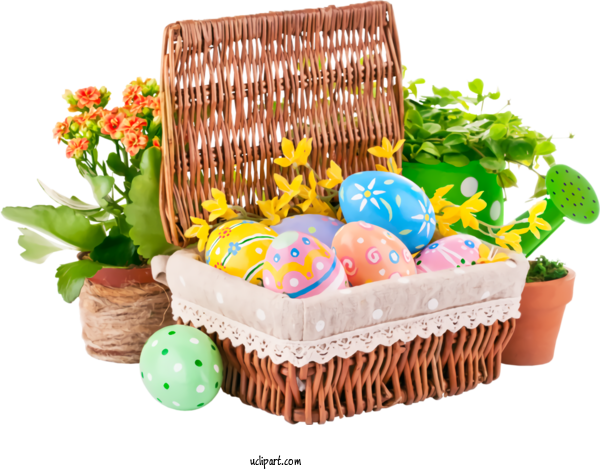 Free Holidays Wicker Hamper Basket For Easter Clipart Transparent Background
