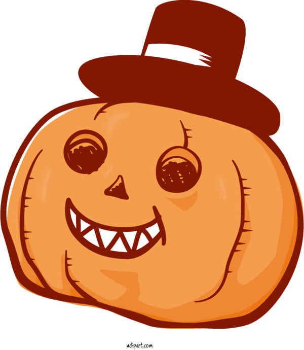 Free Holidays Cartoon Orange Face For Halloween Clipart Transparent Background