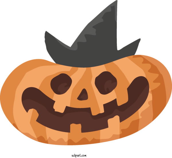 Free Holidays Witch Hat Trick Or Treat Pumpkin For Halloween Clipart Transparent Background