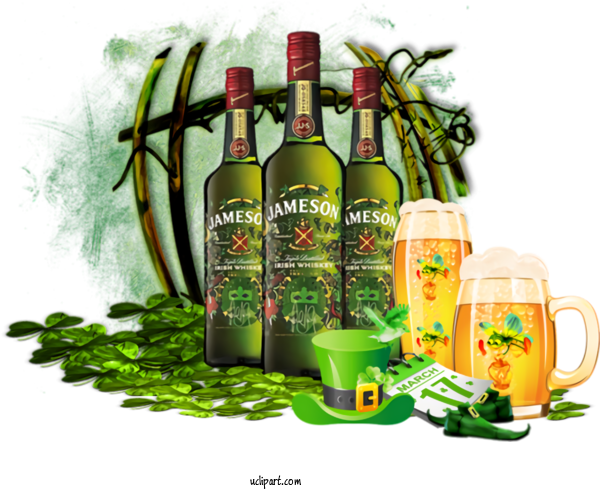 Free Holidays Drink Liqueur Beer Bottle For Saint Patricks Day Clipart Transparent Background