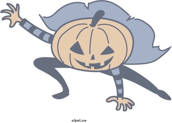 Free Holidays Cartoon Pumpkin For Halloween Clipart Transparent Background