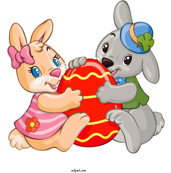 Free Holidays Cartoon Ear Easter Bunny For Easter Clipart Transparent Background