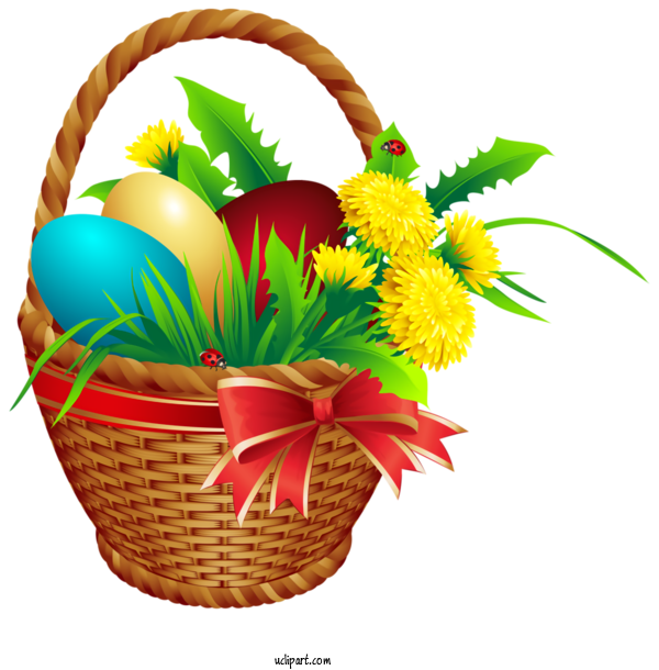 Free Holidays Gift Basket Basket Grass For Easter Clipart Transparent Background