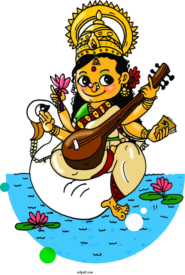 Free Holidays Cartoon Indian Musical Instruments For Basant Panchami Clipart Transparent Background