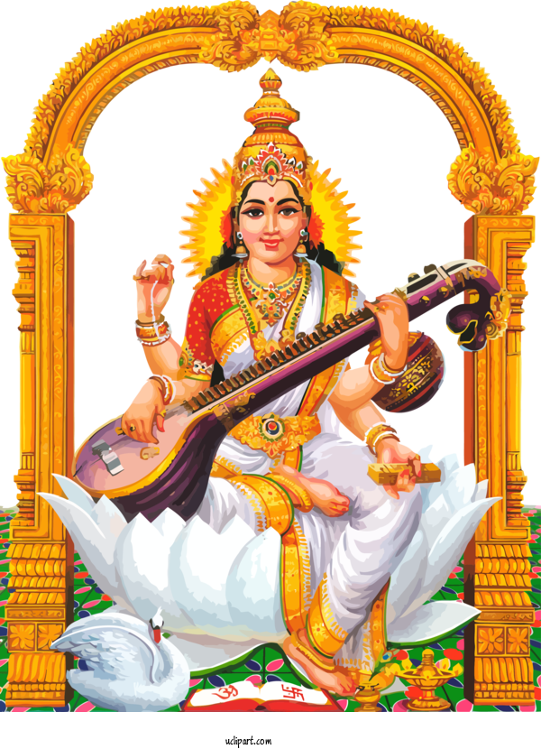 Free Holidays Veena Saraswati Veena Indian Musical Instruments For Basant Panchami Clipart Transparent Background