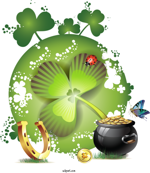 Free Holidays Green Leaf Clover For Saint Patricks Day Clipart Transparent Background