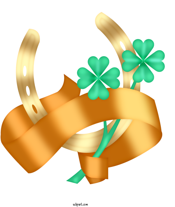 Free Holidays Clover Symbol Ribbon For Saint Patricks Day Clipart Transparent Background