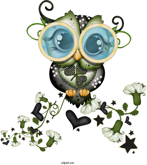 Free Holidays Owl Plant For Saint Patricks Day Clipart Transparent Background