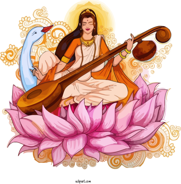 Free Holidays Musical Instrument Indian Musical Instruments Veena For Basant Panchami Clipart Transparent Background