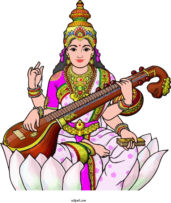 Free Holidays Musical Instrument Veena String Instrument For Basant Panchami Clipart Transparent Background