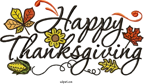 Free Holidays Text Font Leaf For Thanksgiving Clipart Transparent Background