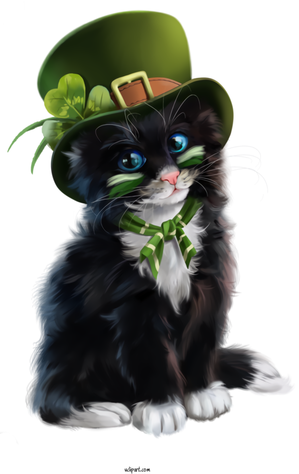 Free Holidays Cat Small To Medium Sized Cats Black Cat For Saint Patricks Day Clipart Transparent Background