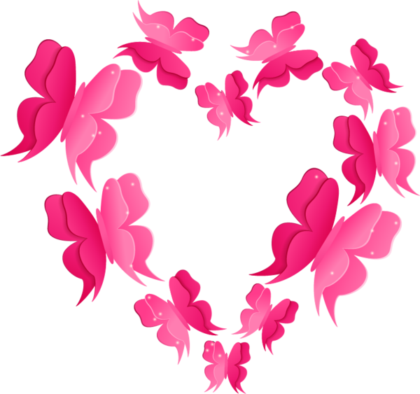 Free Butterfly Pink Heart Flower Clipart Clipart Transparent Background