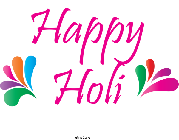 Free Holidays Text Font Pink For Holi Clipart Transparent Background