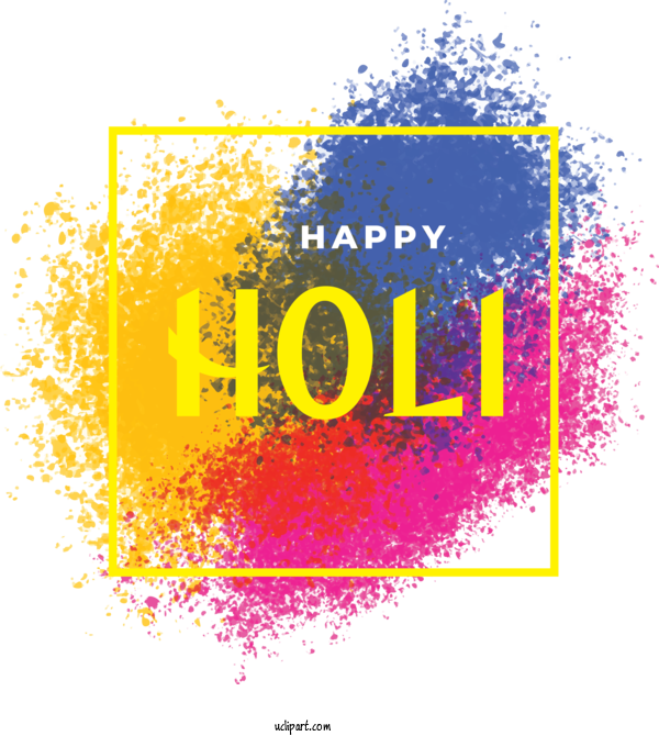 Free Holidays Text Yellow Line For Holi Clipart Transparent Background