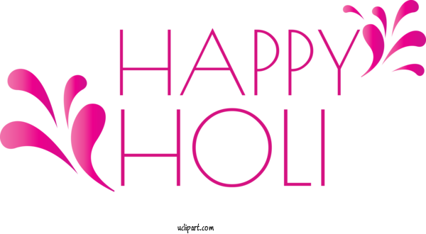Free Holidays Text Pink Font For Holi Clipart Transparent Background