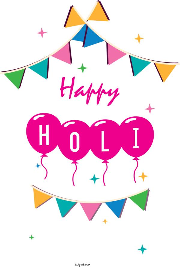 Free Holidays Text Line Pink For Holi Clipart Transparent Background