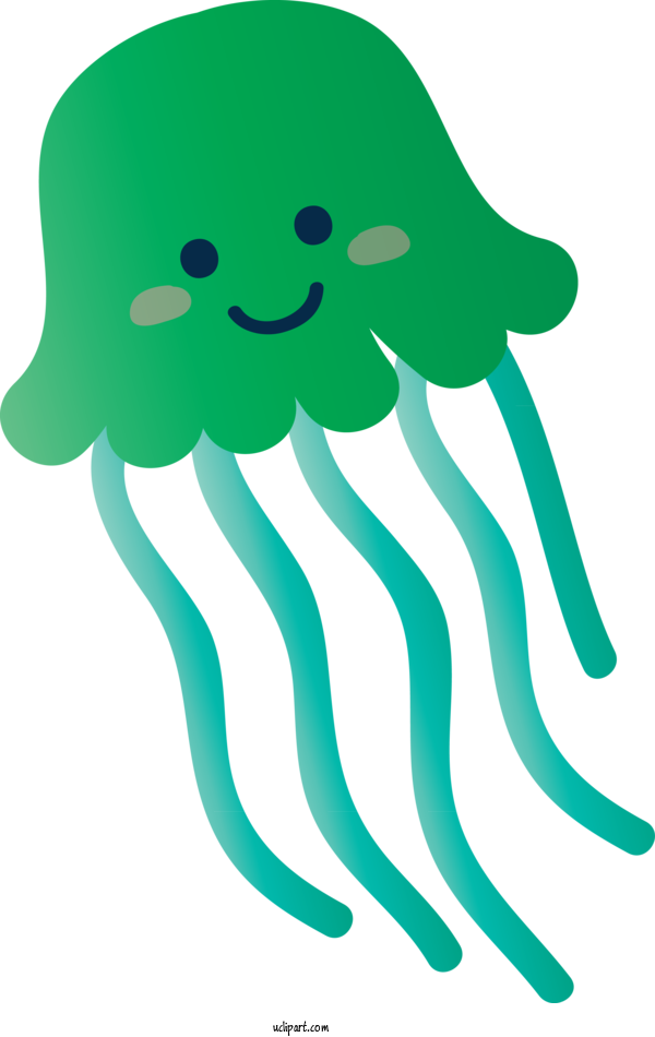 Free Animals Green Octopus For Jellyfish Clipart Transparent Background