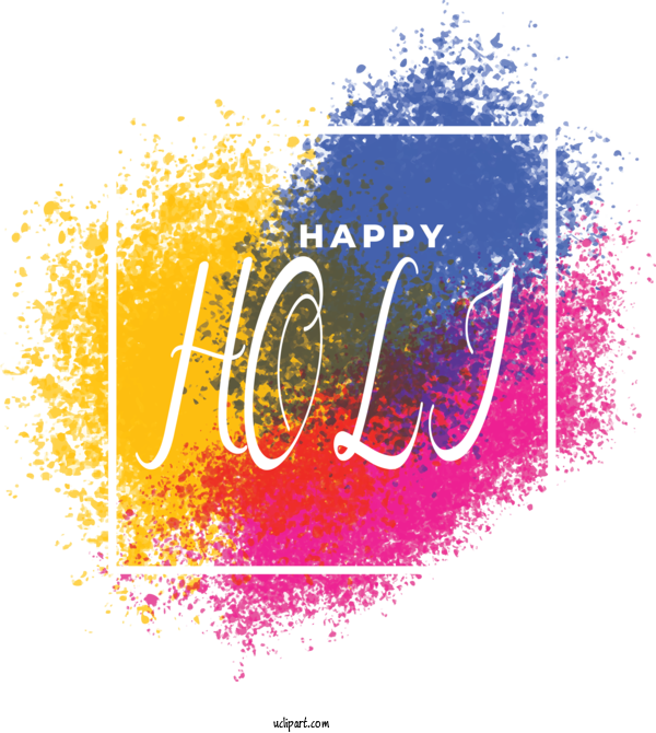 Free Holidays Text Yellow Font For Holi Clipart Transparent Background