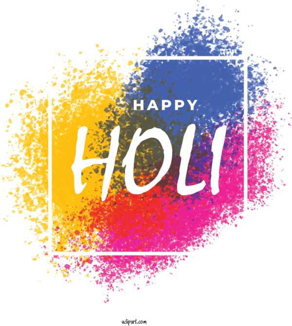 Free Holidays Text Font Yellow For Holi Clipart Transparent Background