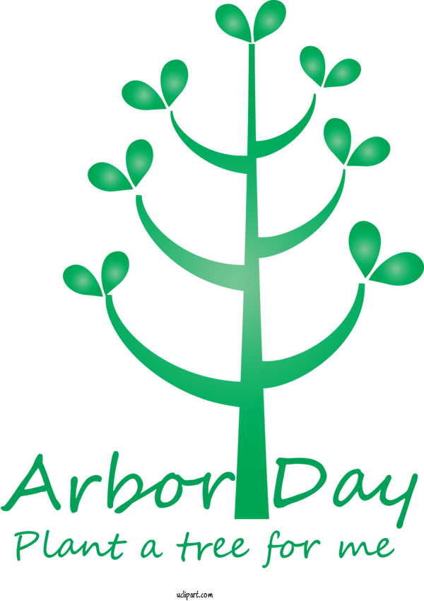 Free Holidays Green Leaf Text For Arbor Day Clipart Transparent Background