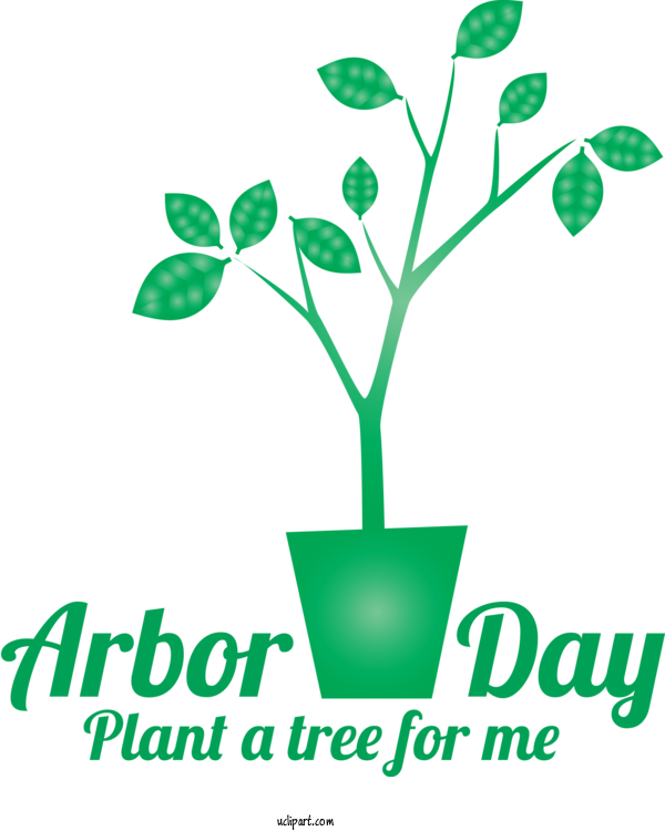 Free Holidays Green Leaf Flowerpot For Arbor Day Clipart Transparent Background