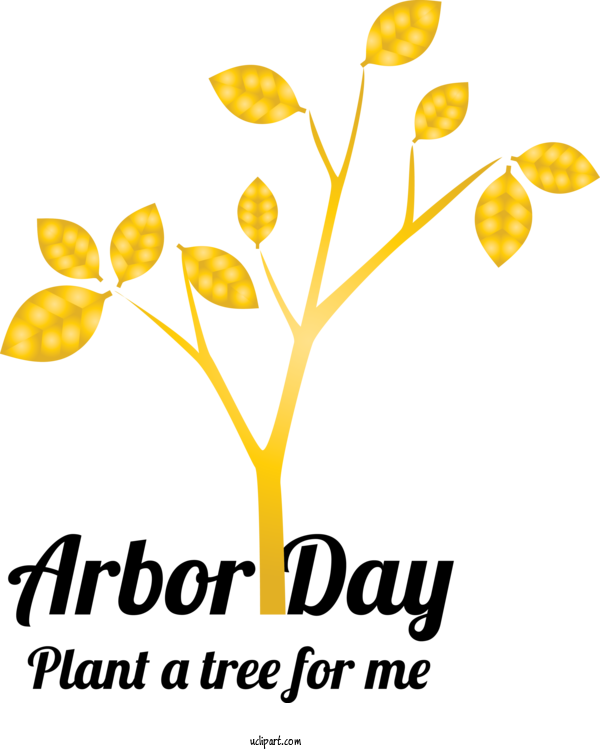 Free Holidays Yellow Plant Font For Arbor Day Clipart Transparent Background