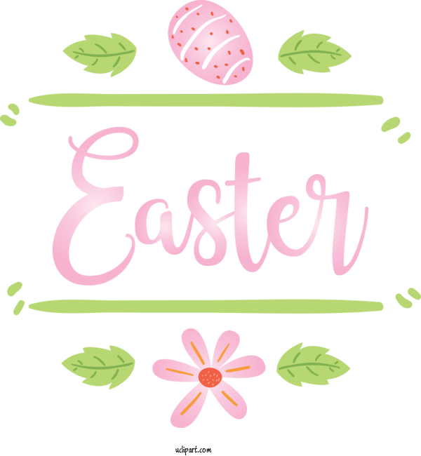 Free Holidays Text Pink Leaf For Easter Clipart Transparent Background