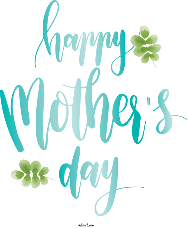 Free Holidays Text Font Green For Mothers Day Clipart Transparent Background