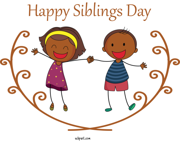 Free Holidays Cartoon Text Sharing For Siblings Day Clipart Transparent Background