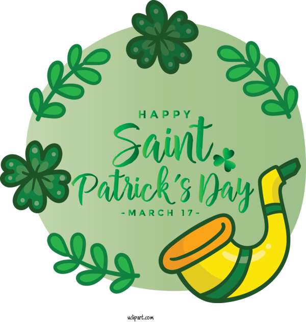 Free Holidays Green Text Symbol For Saint Patricks Day Clipart Transparent Background