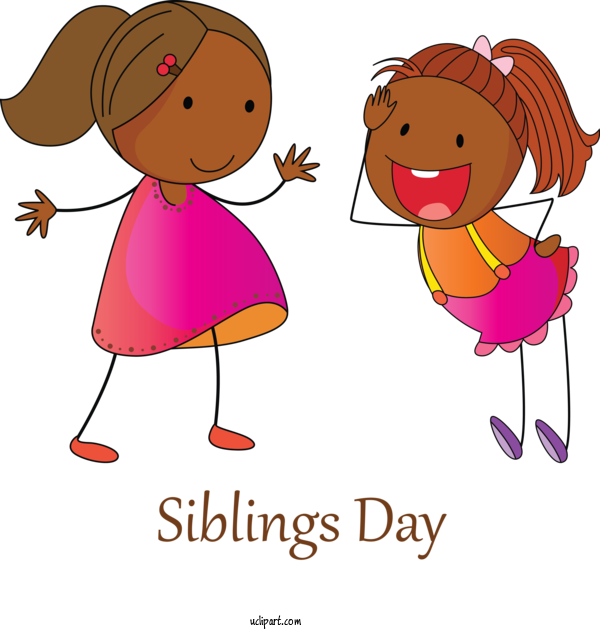 Free Holidays Cartoon Pink Pleased For Siblings Day Clipart Transparent Background