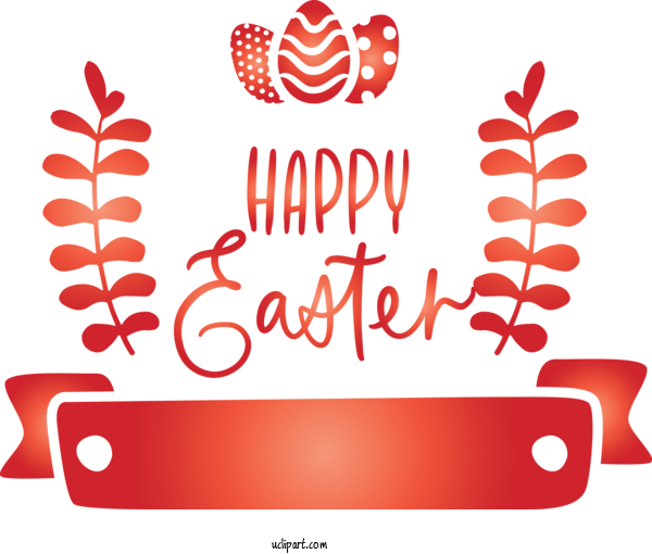 Free Easter Text Red Line For Holidays Clipart Transparent Background