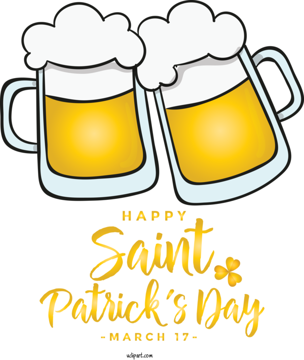 Free Holidays Yellow Drinkware Beer Glass For Saint Patricks Day Clipart Transparent Background