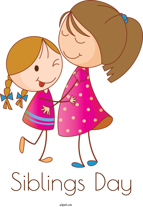 Free Holidays Cartoon Cheek Interaction For Siblings Day Clipart Transparent Background