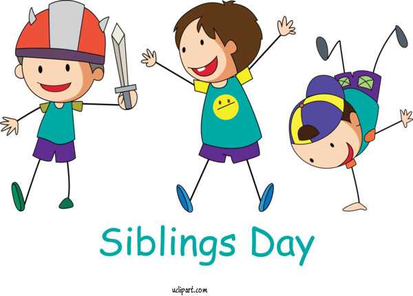 Free Holidays Cartoon Line Child For Siblings Day Clipart Transparent Background