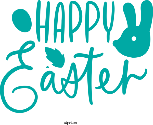 Free Holidays Font Text Turquoise For Easter Clipart Transparent Background
