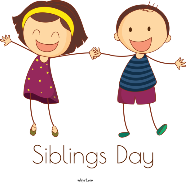 Free Holidays Cartoon Happy Sharing For Siblings Day Clipart Transparent Background