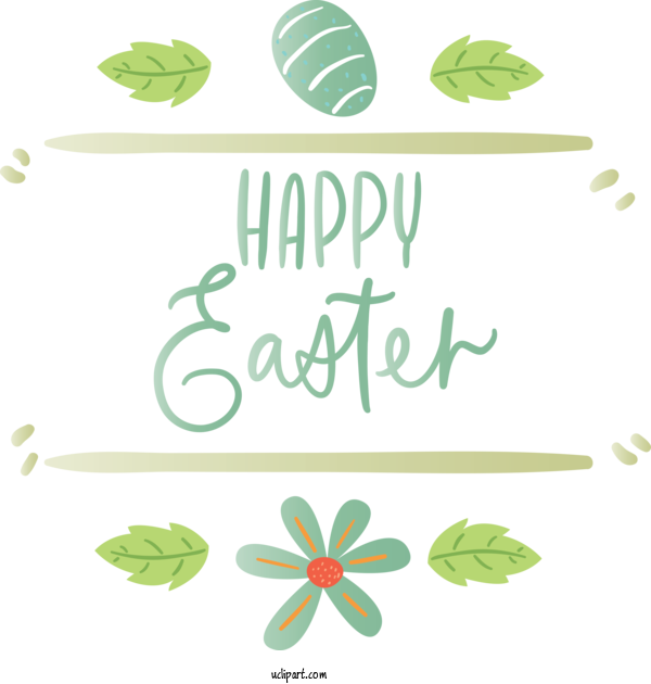 Free Holidays Green Leaf Text For Easter Clipart Transparent Background