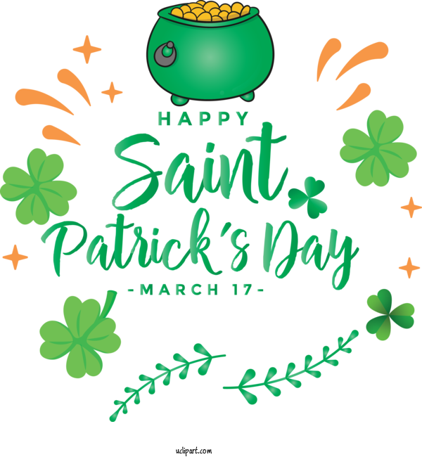 Free Holidays Leaf Green Text For Saint Patricks Day Clipart Transparent Background