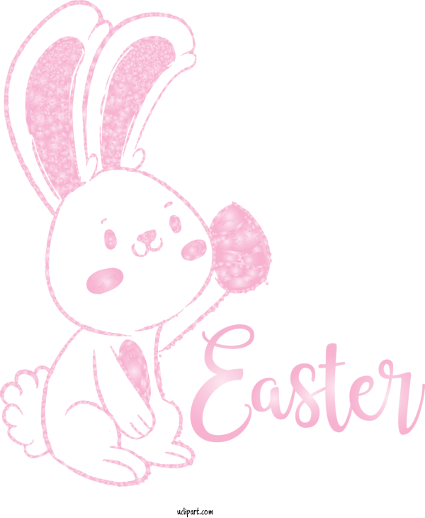 Free Holidays Pink Text Easter Bunny For Easter Clipart Transparent Background