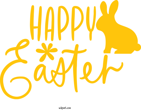 Free Holidays Yellow Text Font For Easter Clipart Transparent Background