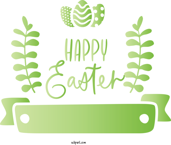 Free Easter Green Text Leaf For Holidays Clipart Transparent Background