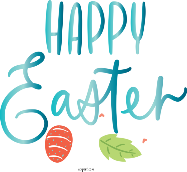 Free Holidays Text Font Turquoise For Easter Clipart Transparent Background