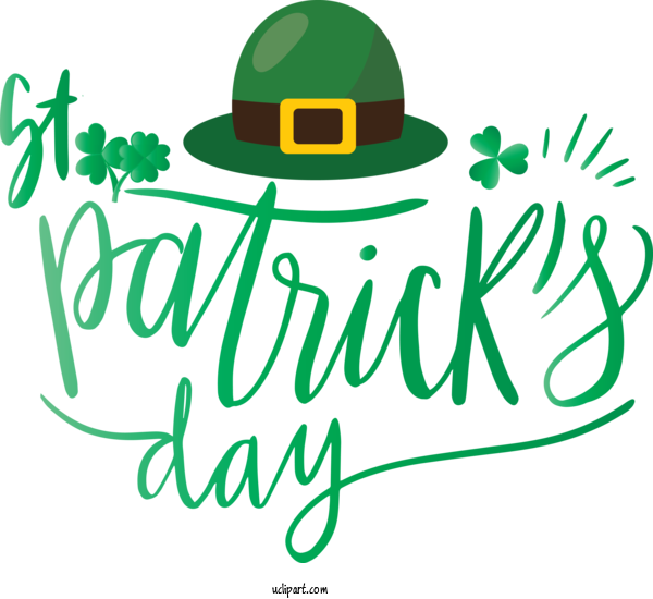 Free Holidays Green Font Hat For Saint Patricks Day Clipart Transparent Background