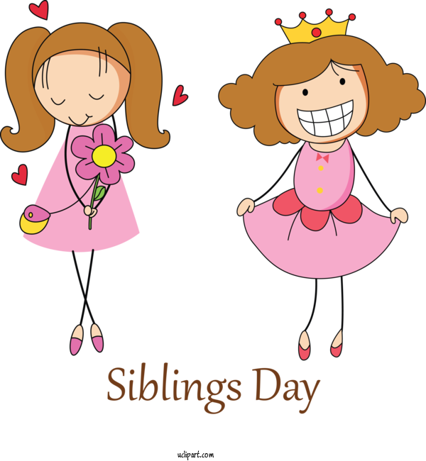 Free Holidays Cartoon Pink Cheek For Siblings Day Clipart Transparent Background