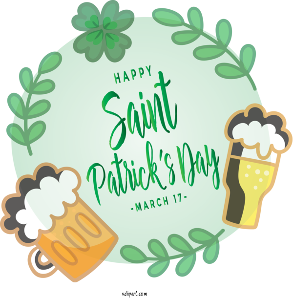 Free Holidays Green Font Plant For Saint Patricks Day Clipart Transparent Background