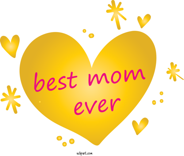 Free Holidays Heart Yellow Love For Mothers Day Clipart Transparent Background