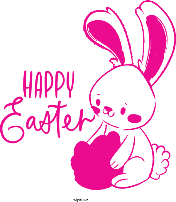 Free Holidays Pink Text Easter Bunny For Easter Clipart Transparent Background
